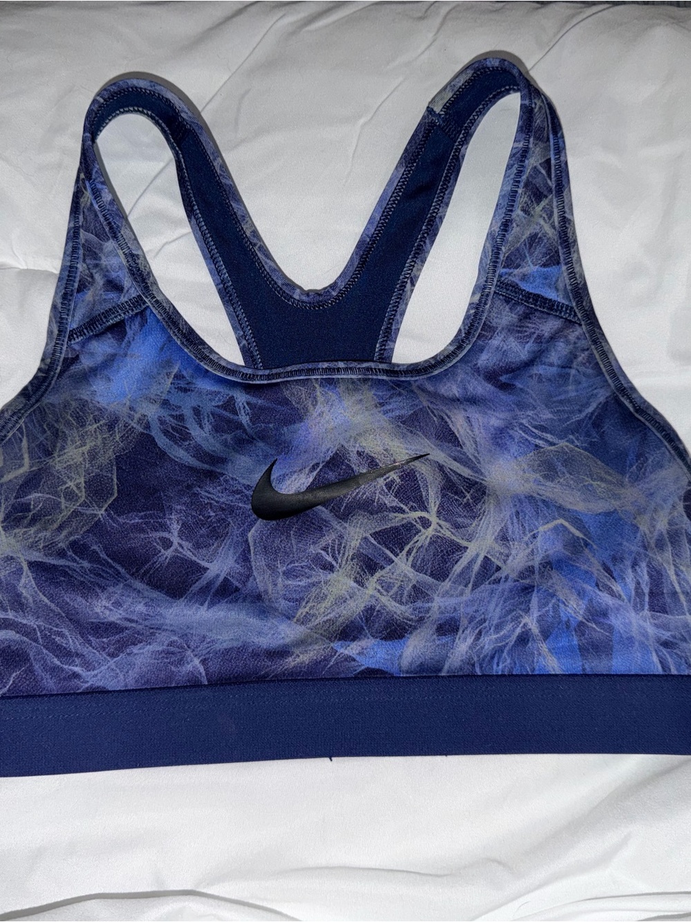 Nike Women's Blue Patterned Dri-FIT Sports Bra